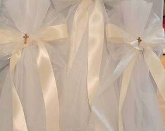 Greek Orthodox Baptism Candles Lambada Christening Ivory & White candle Set
