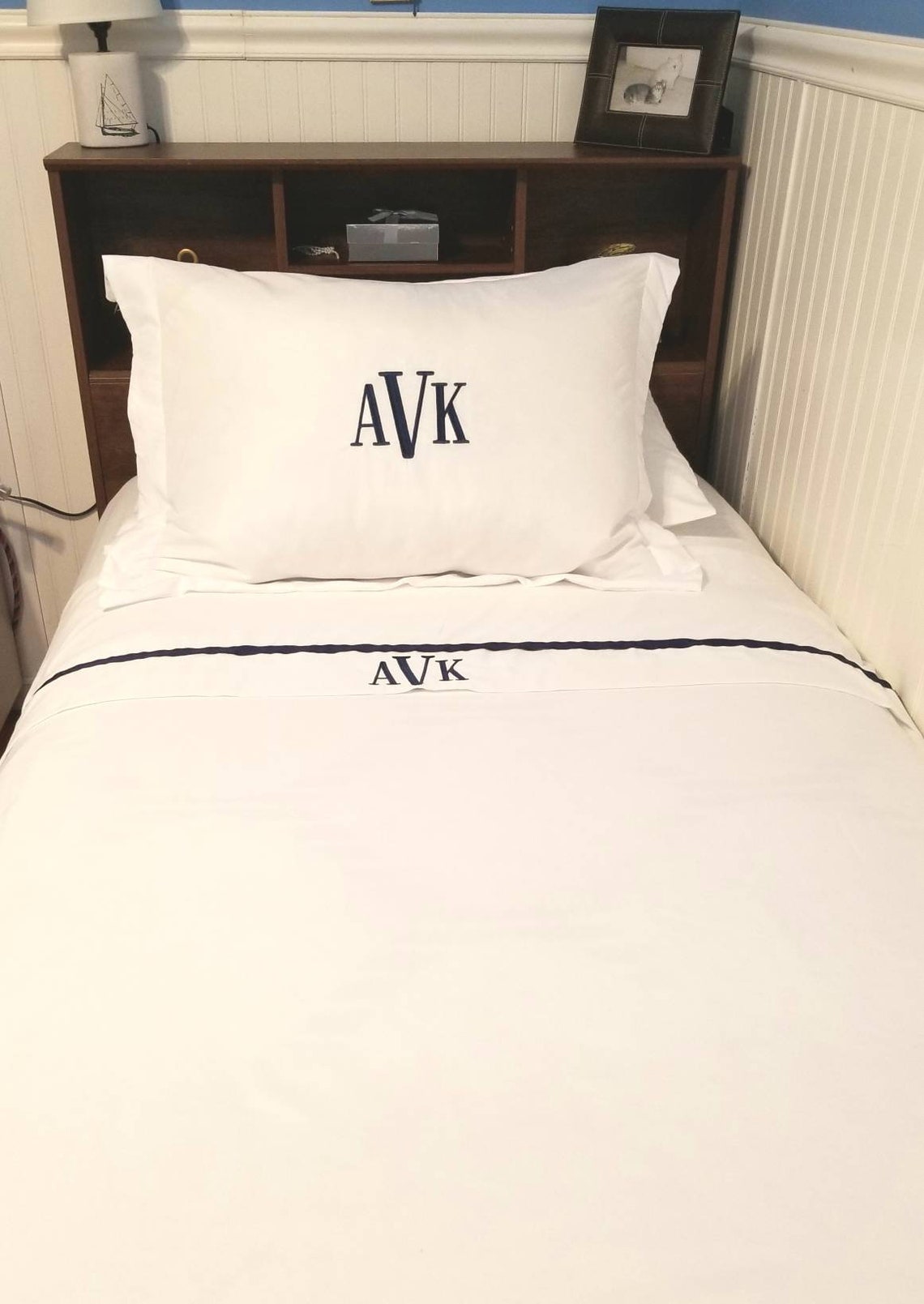 Monogrammed King Pillow Sham Pillowcases Embroidered Standard Etsy