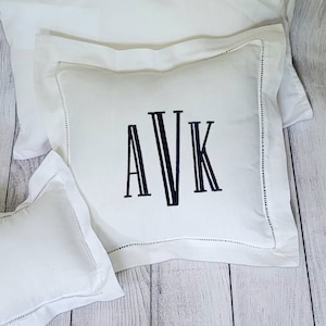 Monogram Throw Pillow Personalized  Bedding Monogrammed Baby Gift Monogram Baby Sham Decorative Throw Hemstitched Custom Embroidery