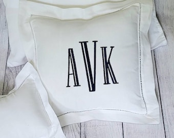 Monograma tirar almohada ropa de cama personalizada monograma bebé regalo monograma bebé Sham decorativo tirar dobladillo bordado personalizado