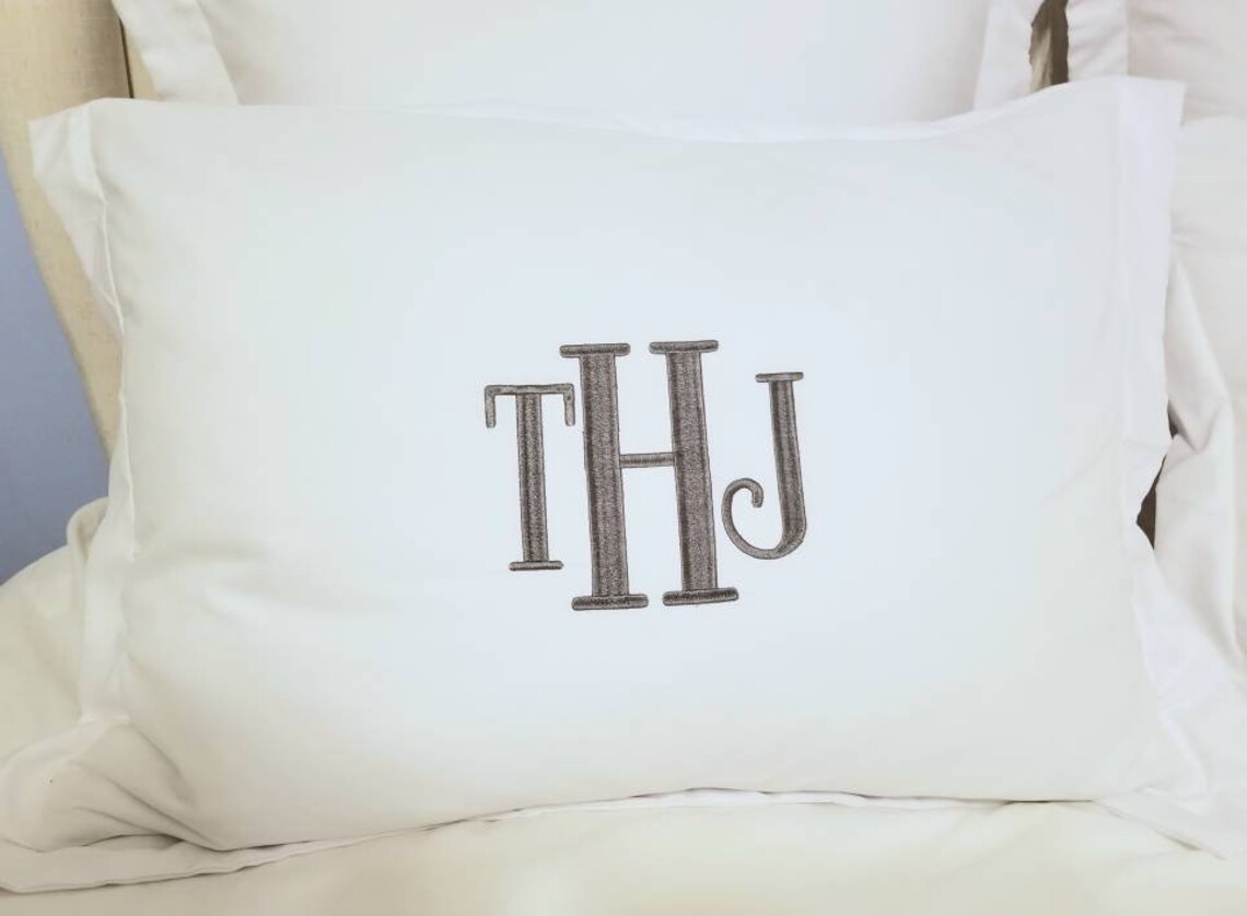 Monogrammed King Pillow Sham Pillowcases Embroidered Standard Etsy