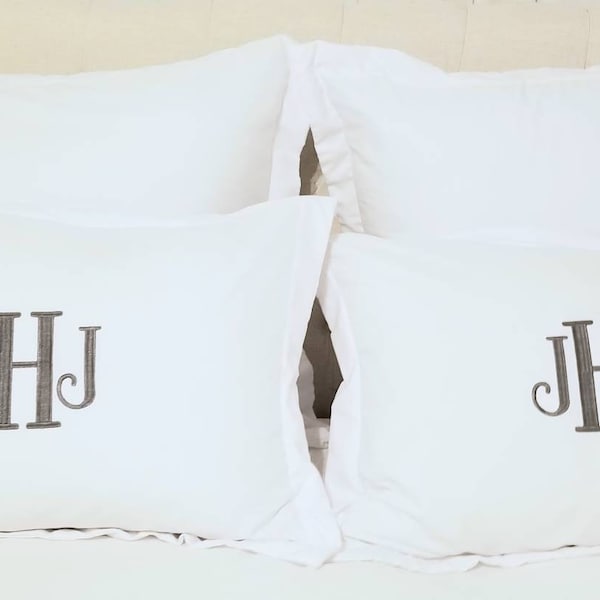 Monogrammed King Pillow Sham Pillowcases Embroidered Standard free Shipping