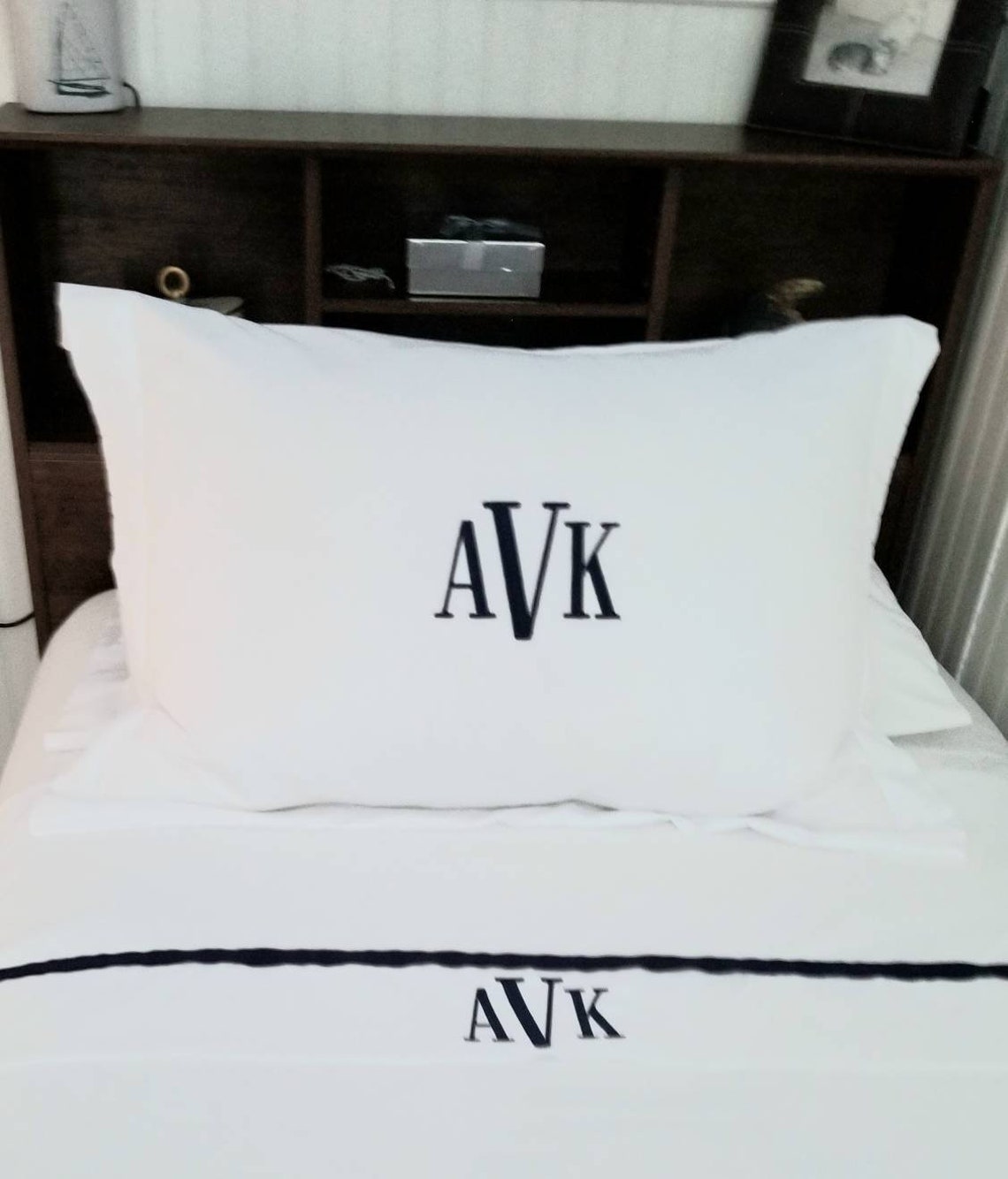 Monogrammed King Pillow Sham Pillowcases Embroidered Standard Etsy