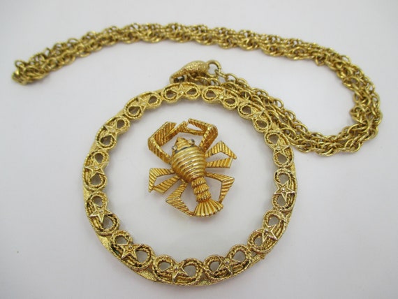 Vintage Cancer Zodiac Pendant Necklace - MOD Astr… - image 1
