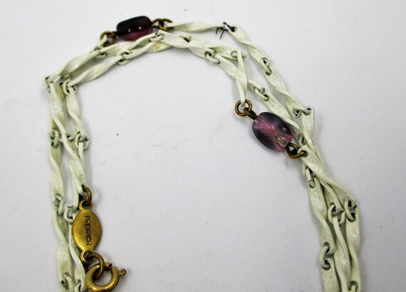 Vintage 61" Signed Freirich Necklace - MOD White … - image 7