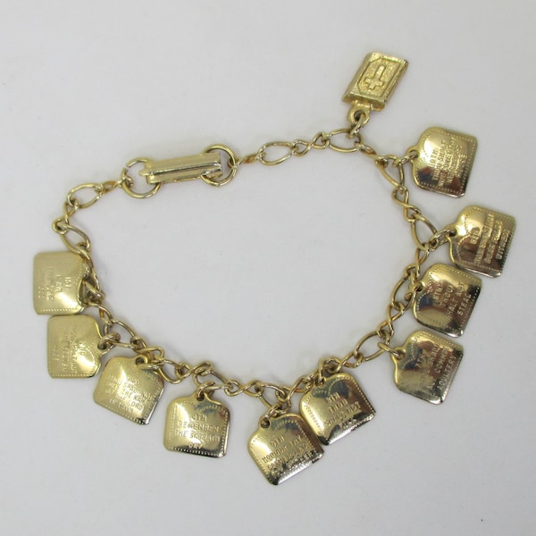 10 Commandments Bracelet - Small Size Religious Charm Bracelet