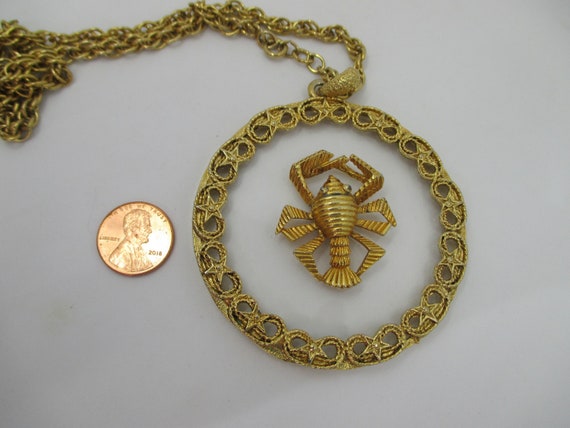 Vintage Cancer Zodiac Pendant Necklace - MOD Astr… - image 2