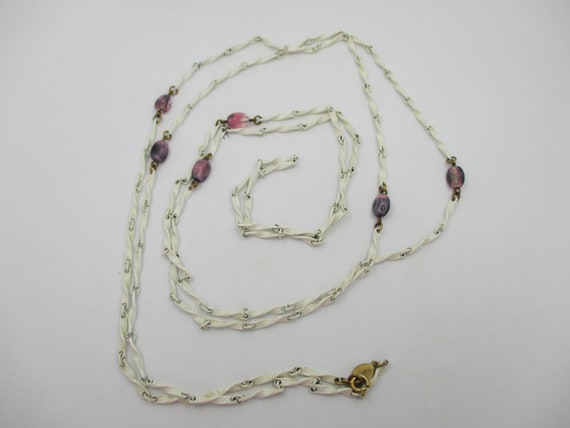 Vintage 61" Signed Freirich Necklace - MOD White … - image 5