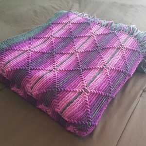 Blanket,Queen Sized Crocheted Blanket,Crochet Purple Blanket,Crochet Blanket,Handmade Purple Blanket,Handmade Blanket,Crochet Navajo Blanket image 6