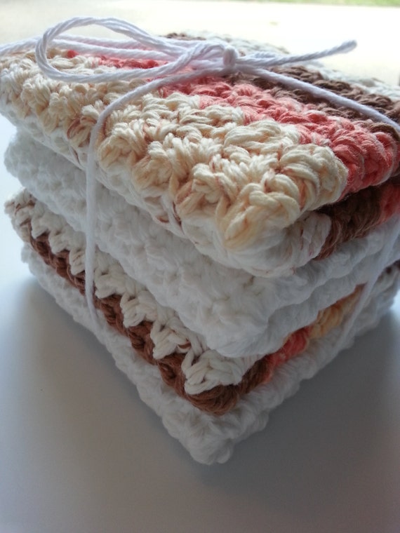 Dish Cloths Crochet Dish Cloth Brown Dish Cloth Pink Dish Cloth