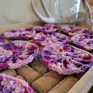 Purple Mix Scrubbies, Multi-Colored Face Scrubbies, Cotton Face Scrubbies