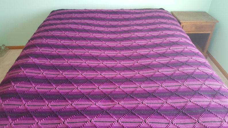 Blanket,Queen Sized Crocheted Blanket,Crochet Purple Blanket,Crochet Blanket,Handmade Purple Blanket,Handmade Blanket,Crochet Navajo Blanket image 1