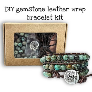 DIY Gemstone Leather Wrap Bracelet Kit: Boho Jewelry Making
