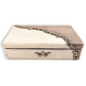 Vintage refinished jewelry box, custom hand painted jewelry armoire organizer holder, best gifts for girlfriend wife mom