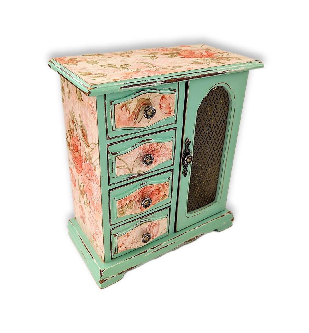 Pink - Floral Printed Handcrafted Jewelry Box (7 x 5 in)