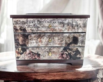 Vintage Shabby Chic Schmuckschatulle: Blumenschrift Schrank