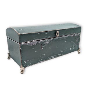 Vintage Green Farmhouse Jewelry Box: Hand Painted Armoire Organizer