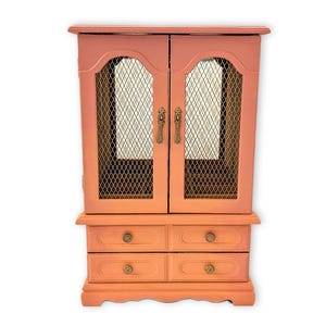 Hand Painted Jewelry Armoire: Orange Ombre Refinished Organizer