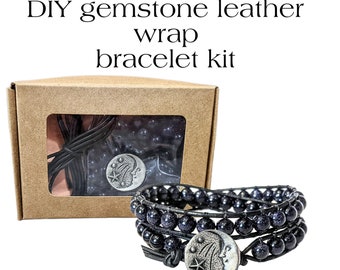 DIY Gemstone Leather Wrap Bracelet Kit: Boho Jewelry Making