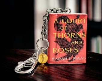 Mini ciondolo per borsa a forma di libro "A Court of Thorns and Roses": accessorio per borsa in pasta polimerica ACOTAR