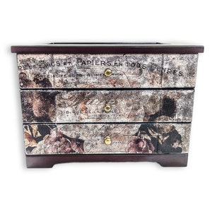 Vintage Shabby Chic Jewelry Box: Hand Painted Floral Armoire