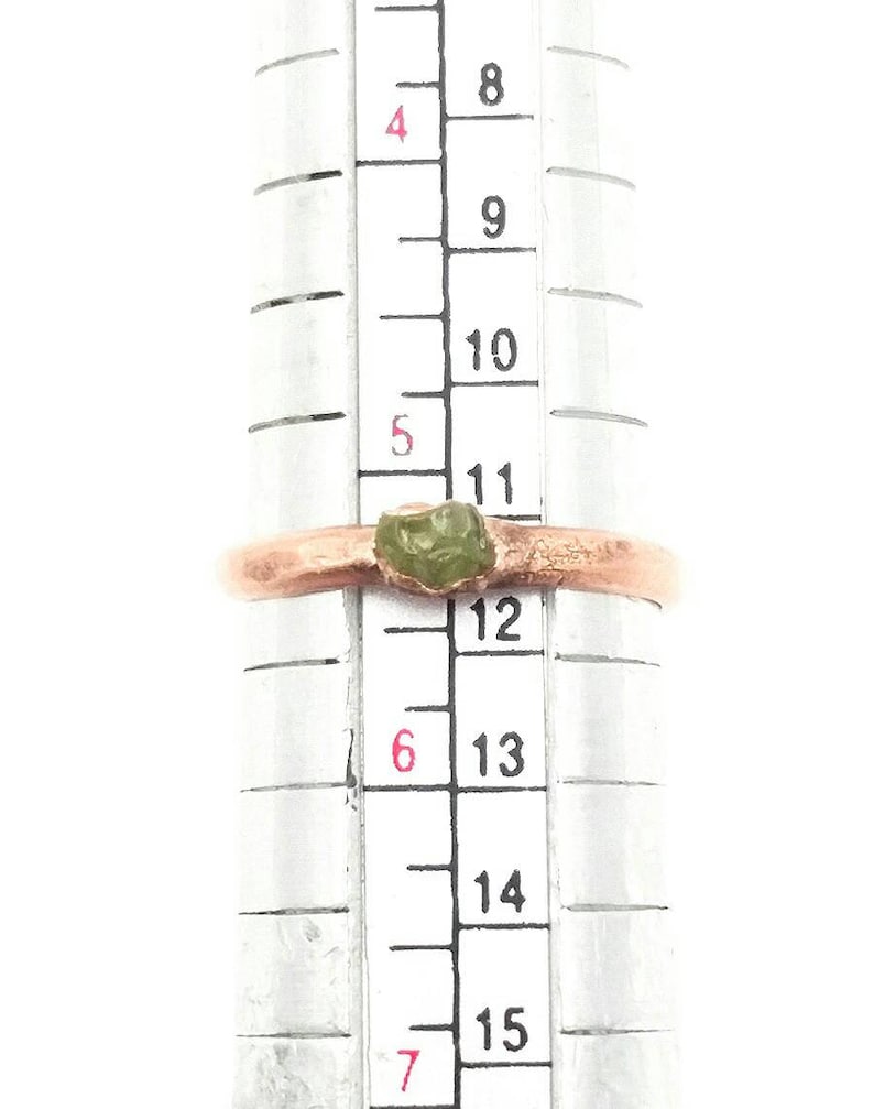 natural copper hammered ring Peridot gemstone electroformed copper ring size 5.25 August birthstone jewelry boho ring