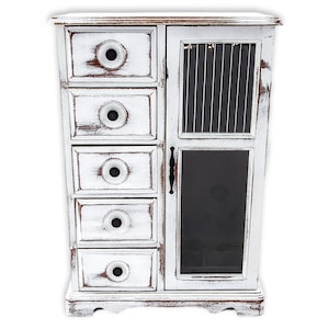 Vintage farmhouse white jewelry box, custom painted refinished jewelry armoire best gifts for her and mom