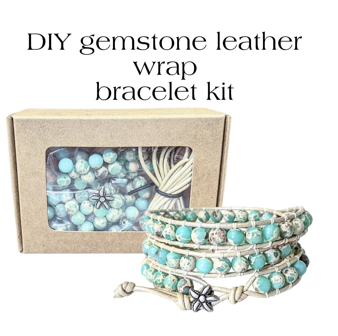 Diy Bracelet Jewelry Making Kit Genuine Gemstone Beaded Etsy