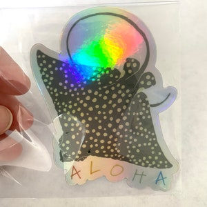 Hihimanu Sticker | Gefleckter Rochen Sticker | Holografischer Aufkleber | Vinyl Aufkleber |Wasserflasche Aufkleber | Wasserfester Aufkleber | Hawaii Sticker