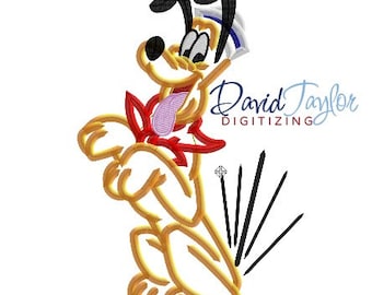 Pluto Bon Voyage Disney Cruise Line - 4x4, 5x7 and 6x10 in 9 formats - Applique - Instant Download - David Taylor Digitizing