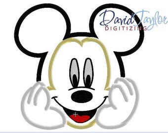 Mickey Bust Embroidery Design 4x4, 5x7, 6x10, 7x10, 8x10 in 9 formats-Applique Instant Download-David Taylor Digitizing