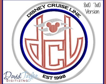 DCL Circle Logo Embroidery Design 4x4 5x7 6x10 7x10 8x10 9 formats-Applique Instant Download-DTDigitizing Disney Cruise Line Nautical Ship