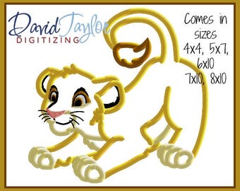 Lion King Baby Simba Embroidery Design 4x4 5x7 6x10 7x10 8x10 in 9 formats-Applique Instant Download-David Taylor Digitizing