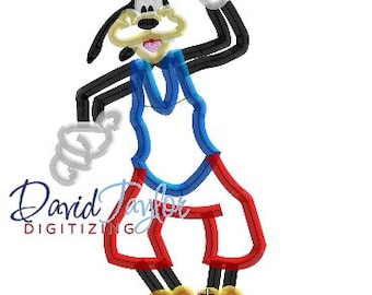 Beach Goofy Embroidery Design 4x4, 5x7, 6x10 in 9 formats-Applique Instant Download-David Taylor Digitizing
