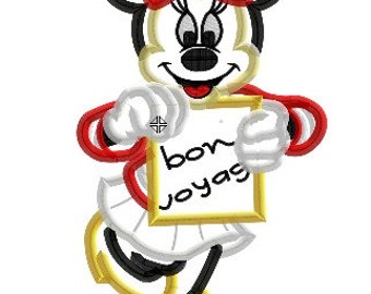 Minnie Bon Voyage Disney Cruise Line - 4x4, 5x7 and 6x10 in 9 formats - Applique - Instant Download - David Taylor Digitizing