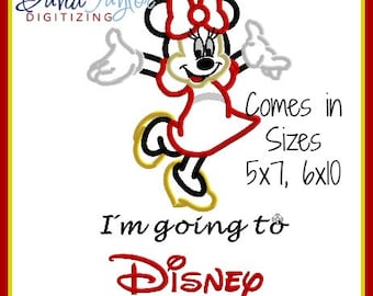 I'm Going to Disney Minnie Embroidery Design 5x7, 6x10 in 9 formats-Applique Instant Download-David Taylor Digitizing