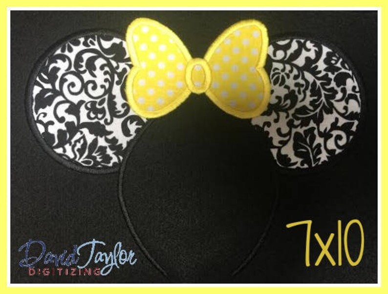 Minnie Ear Headband Mickey Head Embroidery Design 4x4 5x7 6x10 7x10 9 formats-Applique Instant Download-David Taylor Digitizing image 2