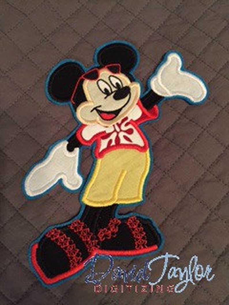 Beach Mickey Embroidery Design 4x4, 5x7, 6x10, 7x10 in 9 formats-Applique Instant Download-David Taylor Digitizing image 2