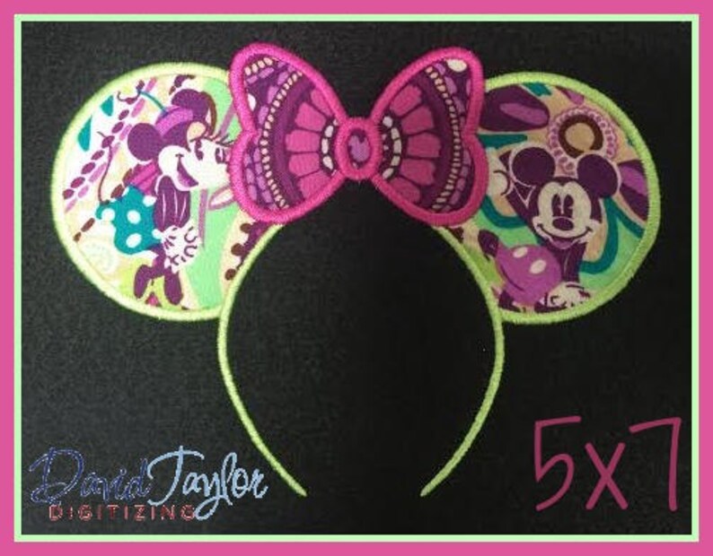 Minnie Ear Headband Mickey Head Embroidery Design 4x4 5x7 6x10 7x10 9 formats-Applique Instant Download-David Taylor Digitizing image 3