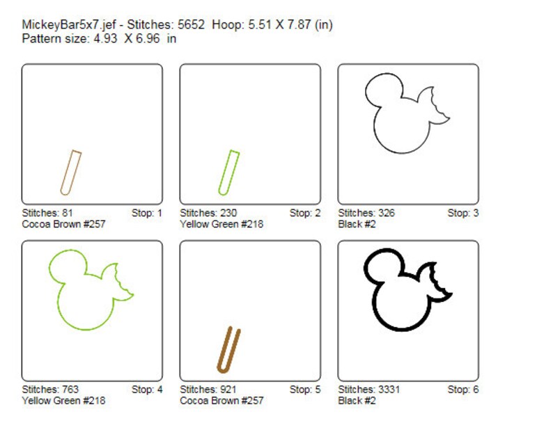 1 Dollar on site Mickey Ice Cream Bar Embroidery Design 4x4 Etsy