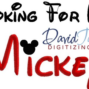 Looking For My Mickey - Embroidery Machine Design - Applique - Instant Download - David Taylor Digitizing