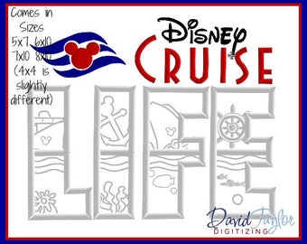 DCL Life Embroidery Design 4x4 5x7 6x10 7x10 8x10-Applique Instant Download-DTDigitizing Disney Cruise Line Sailor Beach Nautical Ship Boat