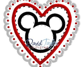 Mickey Head - Valentine's Day - Embroidery Machine Design - Applique - Instant Download - David Taylor Digitizing