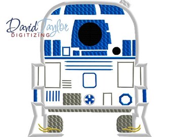 Pop Star Wars R2D2 - 4x4, 5x7 and 6x10 in 9 formats - Applique - Instant Download - David Taylor Digitizing