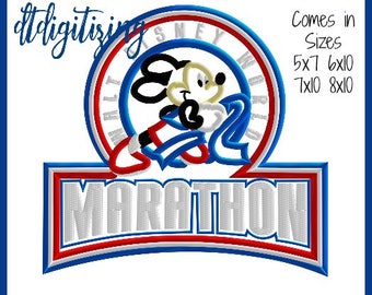 RunDisney WDW Marathon Embroidery Design 5x7 6x10 7x10 8x10 9 formats-Applique Instant Download-DTDigitizing Run Disney Half 5K 10K Running