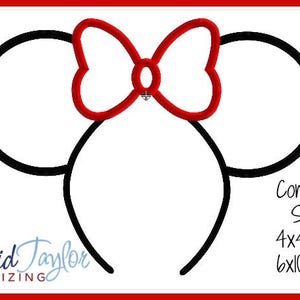 Minnie Ear Headband Mickey Head Embroidery Design 4x4 5x7 6x10 7x10 9 formats-Applique Instant Download-David Taylor Digitizing image 1