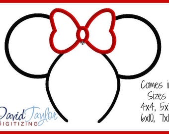 Minnie Ear Headband Mickey Head Embroidery Design 4x4 5x7 6x10 7x10 9 formats-Applique Instant Download-David Taylor Digitizing