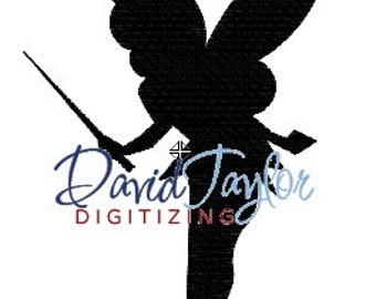 Tinkerbell Silhouette - 4x4 - Embroidery Machine Design - Instant Download - David Taylor Digitizing