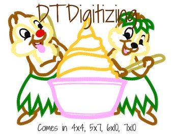 1 dollar design on our website Dole Whip Chip and Dale Embroidery Design 4x4 5x7 6x10 7x10 9 formats-Applique Instant Download-DTDigitizing