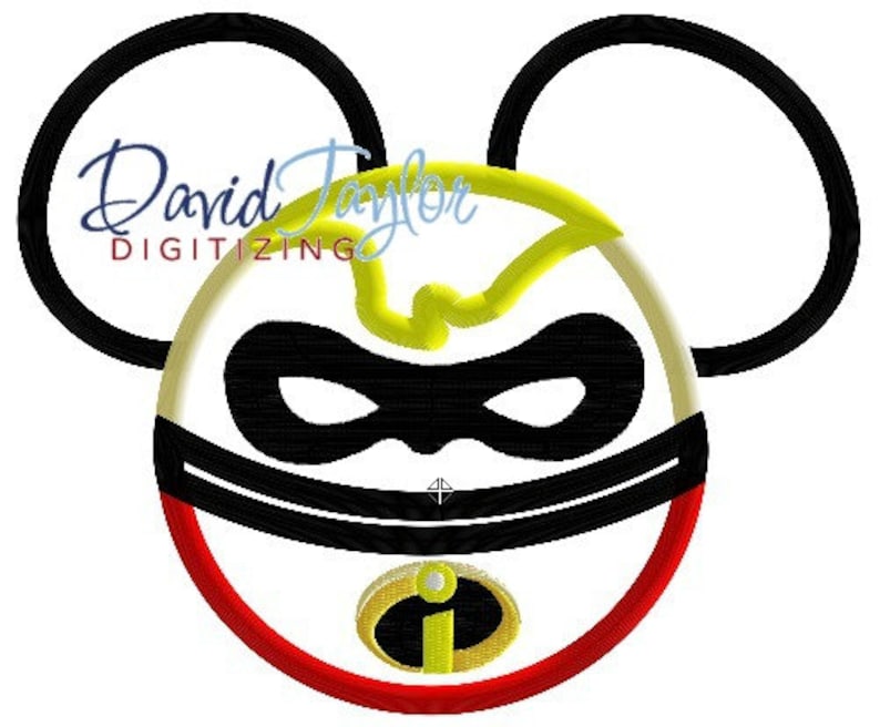 Mickey Head Mr. Incredible Bob Embroidery Machine Design Applique Instant Download David Taylor Digitizing image 1